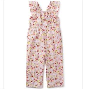 NWT Tea Collection Flutter Strap Jumpsuit in Pink Wandering Wildflowers Y Sz 16